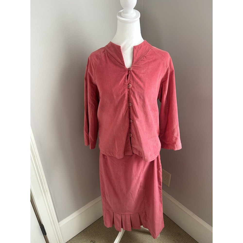New April Cornell Pink 2pc Set M Small Corduroy Blouse‎ & Skirt Vintage
